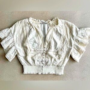 Alice  + Olivia Tabitha Crop Eyelet Top Sz XS